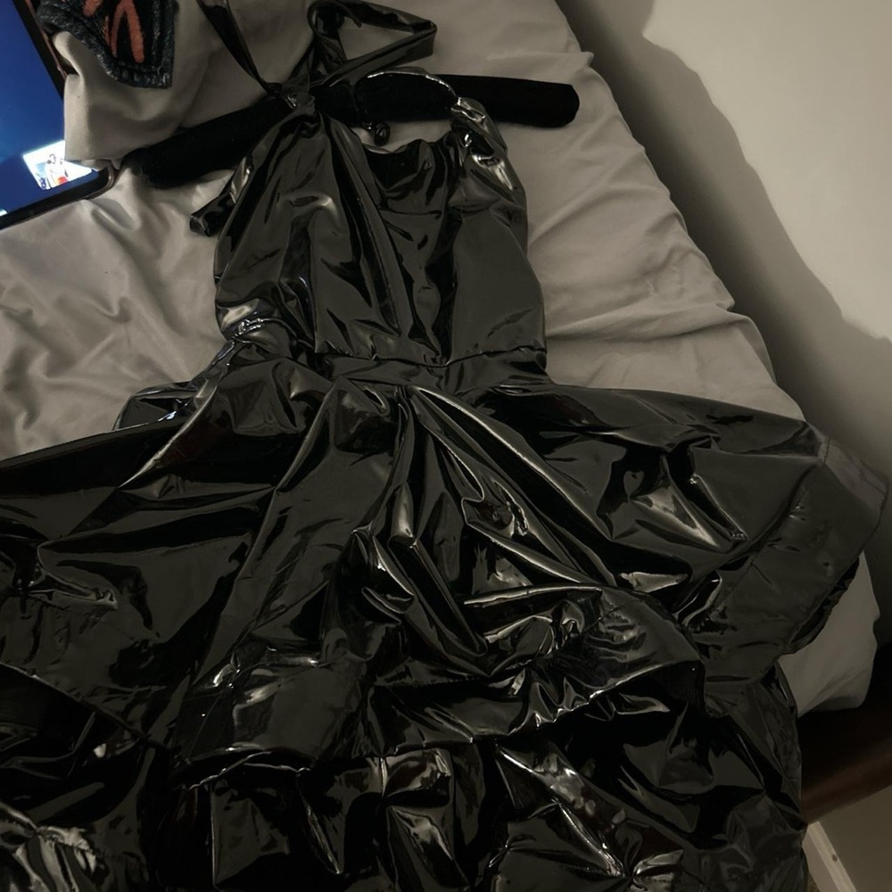 Shiny Black Vinyl Dress